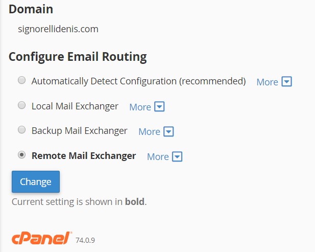CPANEL Configure Email Routing